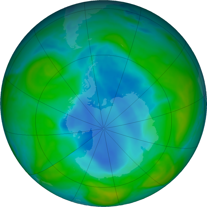 Antarctic ozone map for 16 December 2024